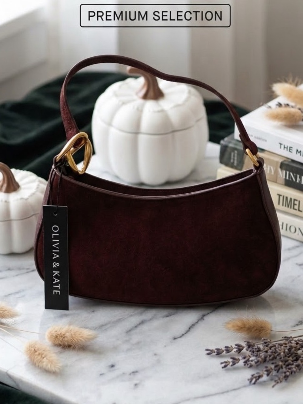 Mini Shoulder Bag in Dark Brown with Gold Hardware